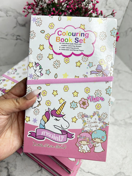 UNICORN COLOURING BOOK SET WITH PENCIL COLORS