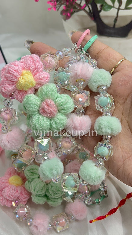 FLOWER CROCHET CRYSTAL PHONE | BAG CHARM