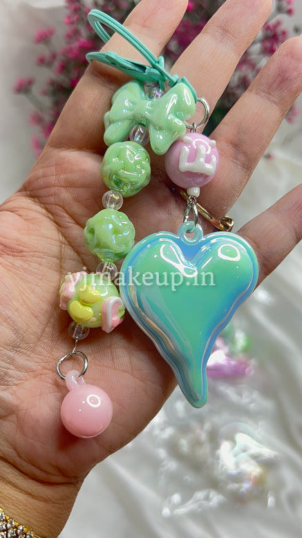 METALLIC HEART BAG CHARMS / PHONE CHARMS | KEY CHARMS