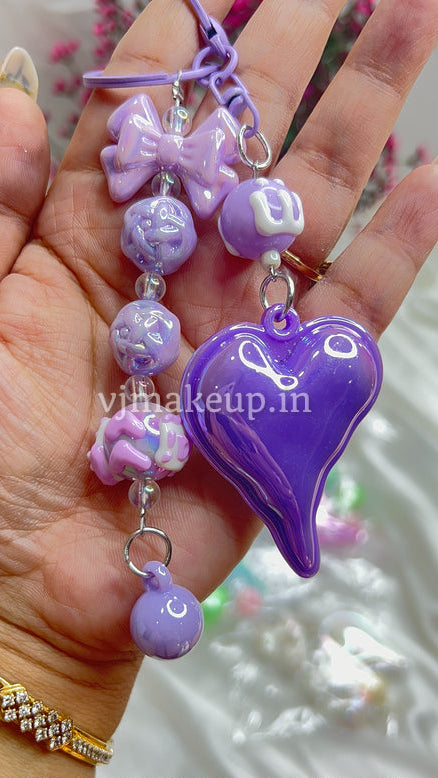 METALLIC HEART BAG CHARMS / PHONE CHARMS | KEY CHARMS