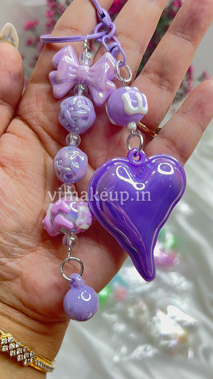 METALLIC HEART BAG CHARMS / PHONE CHARMS | KEY CHARMS