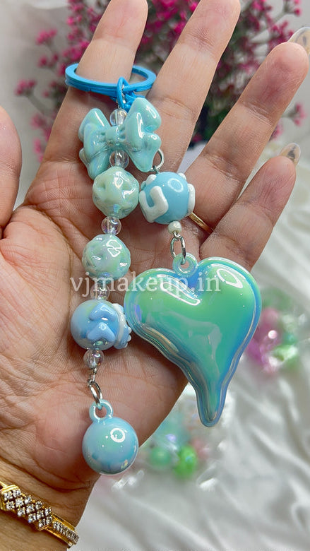 METALLIC HEART BAG CHARMS / PHONE CHARMS | KEY CHARMS