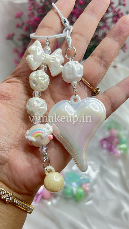 METALLIC HEART BAG CHARMS / PHONE CHARMS | KEY CHARMS