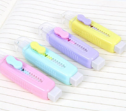 ERASERS WITH DUST CLEANER 2IN1 | CUTE PUSH-PULL ERASER